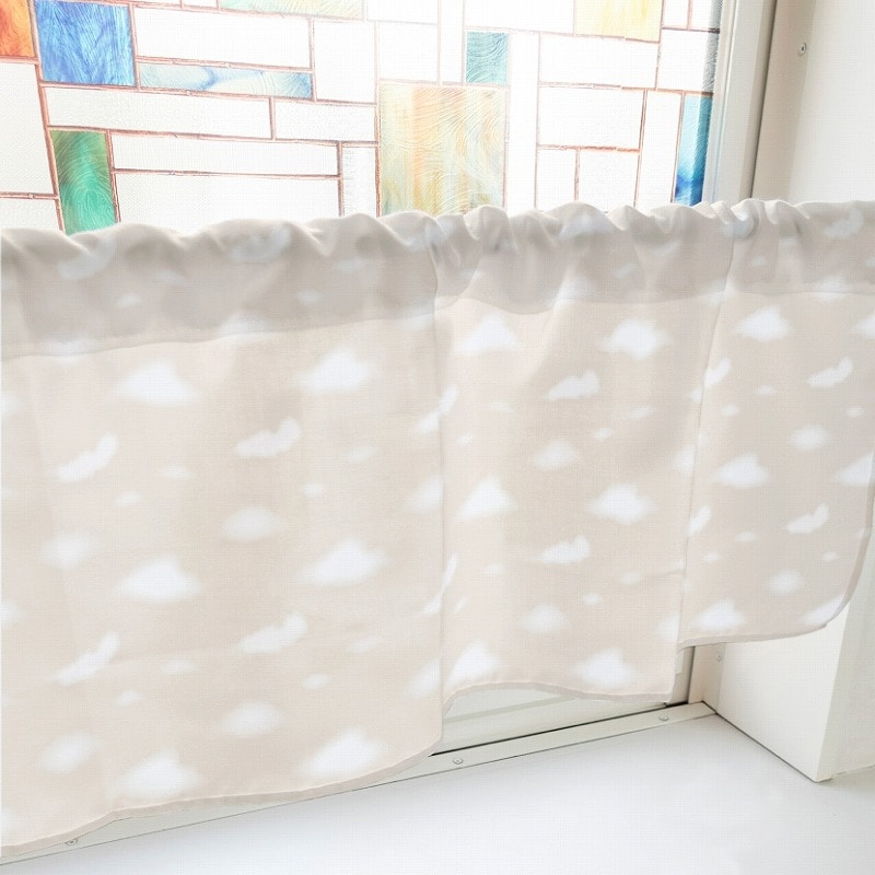 P・O・Pプロダクツ カフェカーテン W1000 40613 ぼかし雲 ベージュ 1枚(ご注文単位1枚)【直送品】