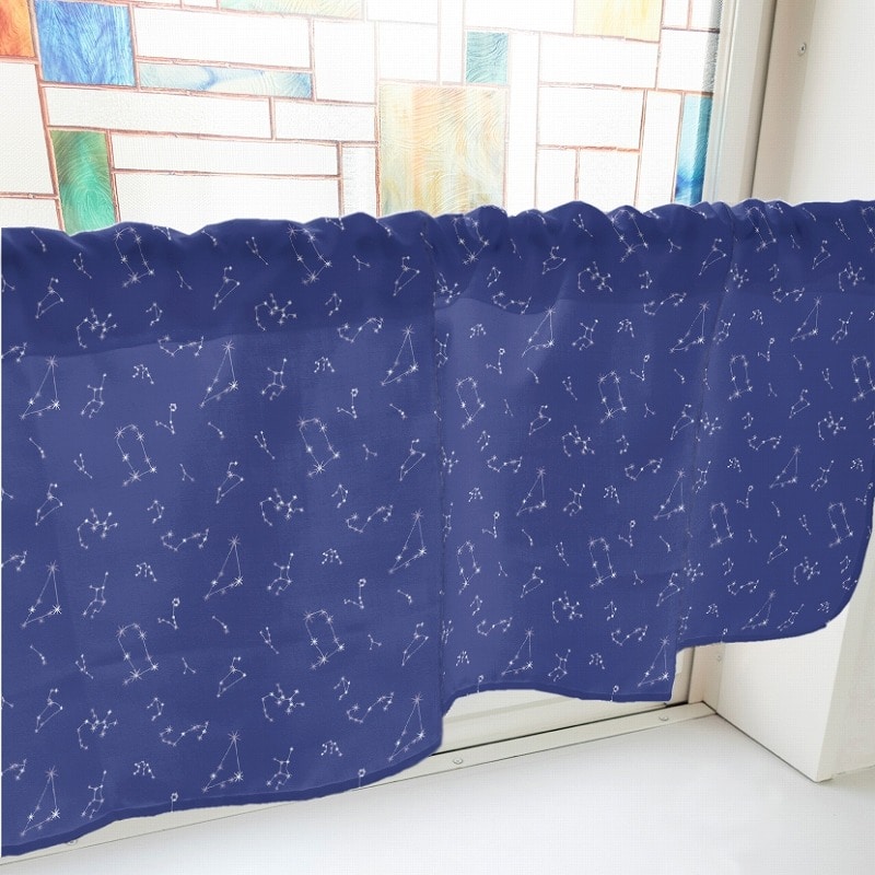 P・O・Pプロダクツ カフェカーテン W1000 40619 12星座 紺 1枚(ご注文単位1枚)【直送品】