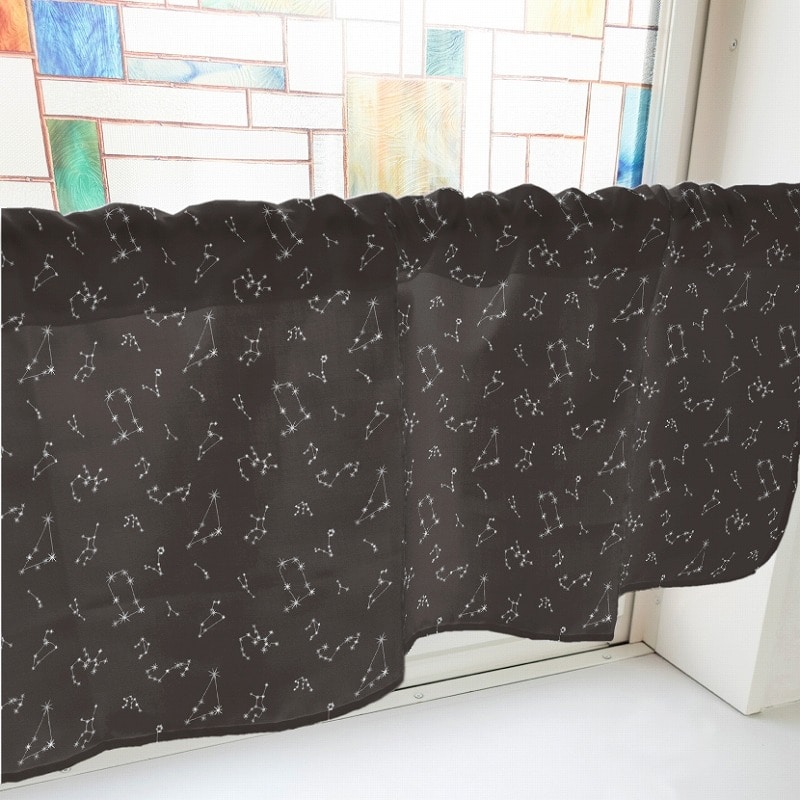P・O・Pプロダクツ カフェカーテン W1000 40627 12星座 黒 1枚(ご注文単位1枚)【直送品】
