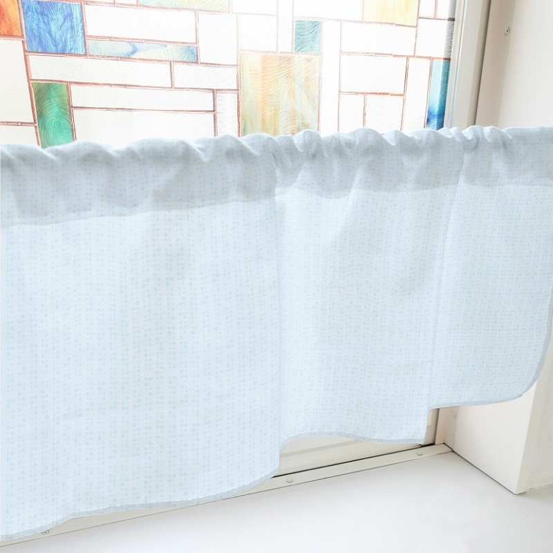 P・O・Pプロダクツ カフェカーテン W1000 40647 丸 水色 1枚(ご注文単位1枚)【直送品】