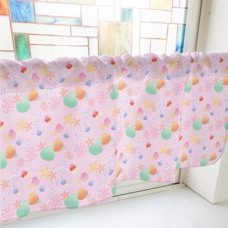 P・O・Pプロダクツ カフェカーテン W800 41220 海 ピンク 1枚(ご注文単位1枚)【直送品】