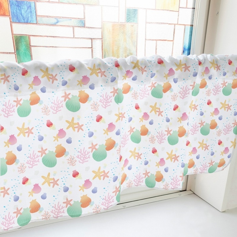 P・O・Pプロダクツ カフェカーテン W800 41226 海 白 1枚(ご注文単位1枚)【直送品】