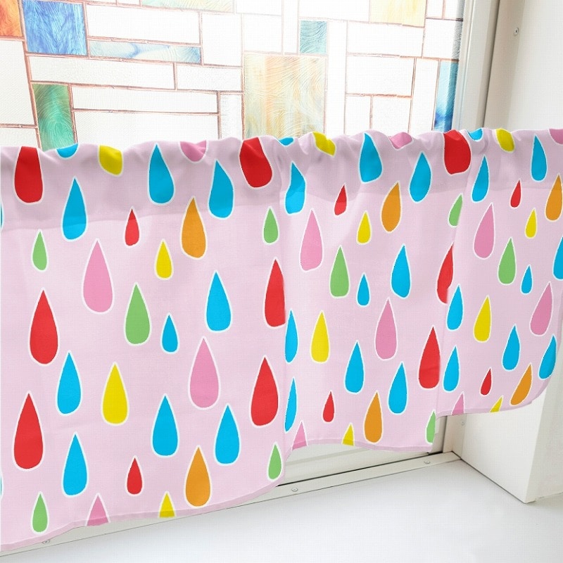 P・O・Pプロダクツ カフェカーテン W800 41234 雨 ピンク 1枚(ご注文単位1枚)【直送品】