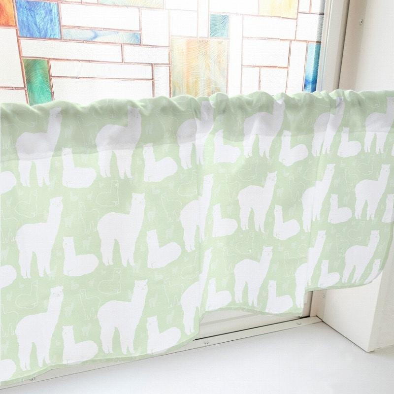 P・O・Pプロダクツ カフェカーテン W1000 41245 アルパカ 緑 1枚(ご注文単位1枚)【直送品】