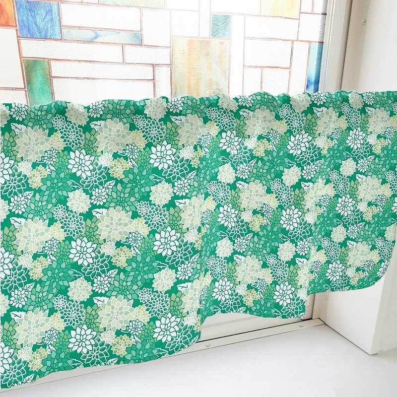 P・O・Pプロダクツ カフェカーテン W1000 41257 ダリヤ 緑 1枚(ご注文単位1枚)【直送品】