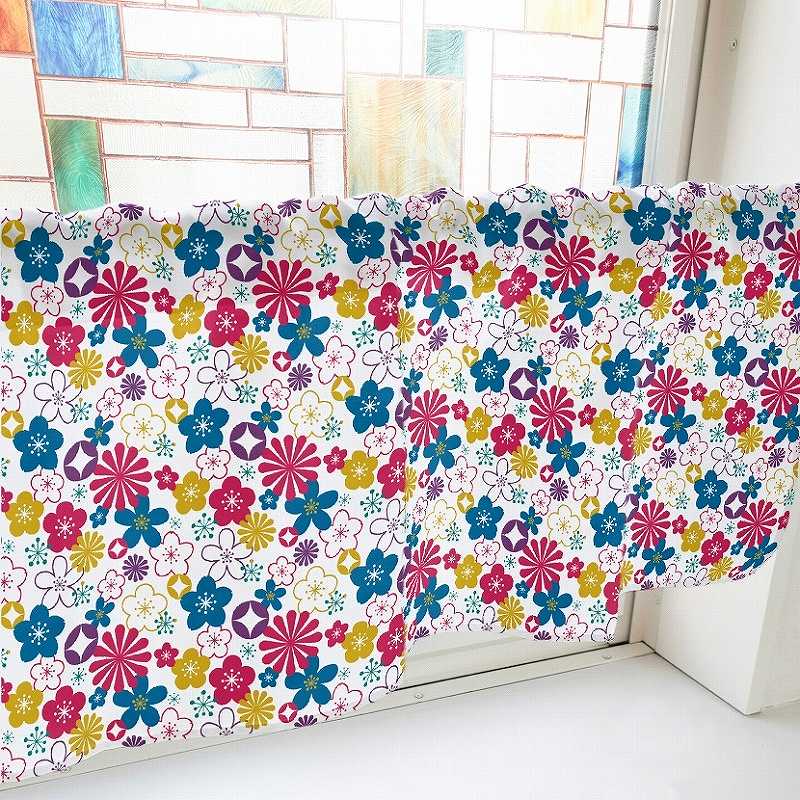 P・O・Pプロダクツ カフェカーテン W1000 41335 花 白 1枚(ご注文単位1枚)【直送品】