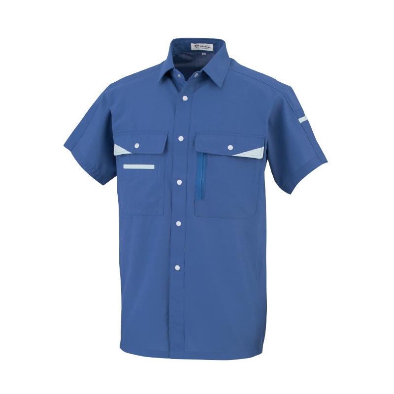 DAIRIKI 半袖シャツ ブルー L 07003 1枚(ご注文単位1枚)【直送品】