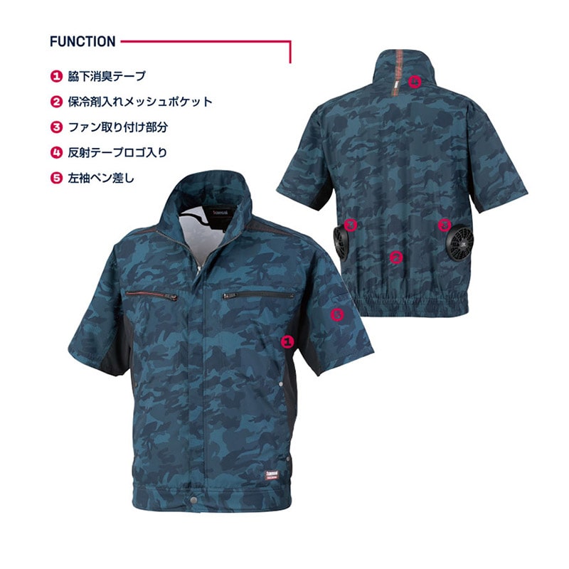 カンサイユニフォーム×空調風神服 半袖ブルゾン ネイビー 4L 01008 1枚(ご注文単位1枚)【直送品】