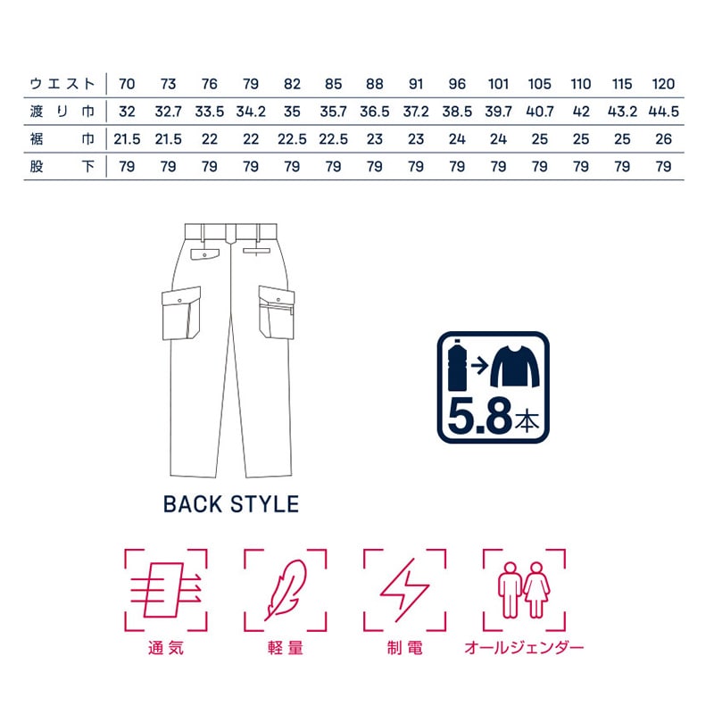 カンサイユニフォーム カーゴパンツ ネイビー 73 40406 1枚(ご注文単位1枚)【直送品】