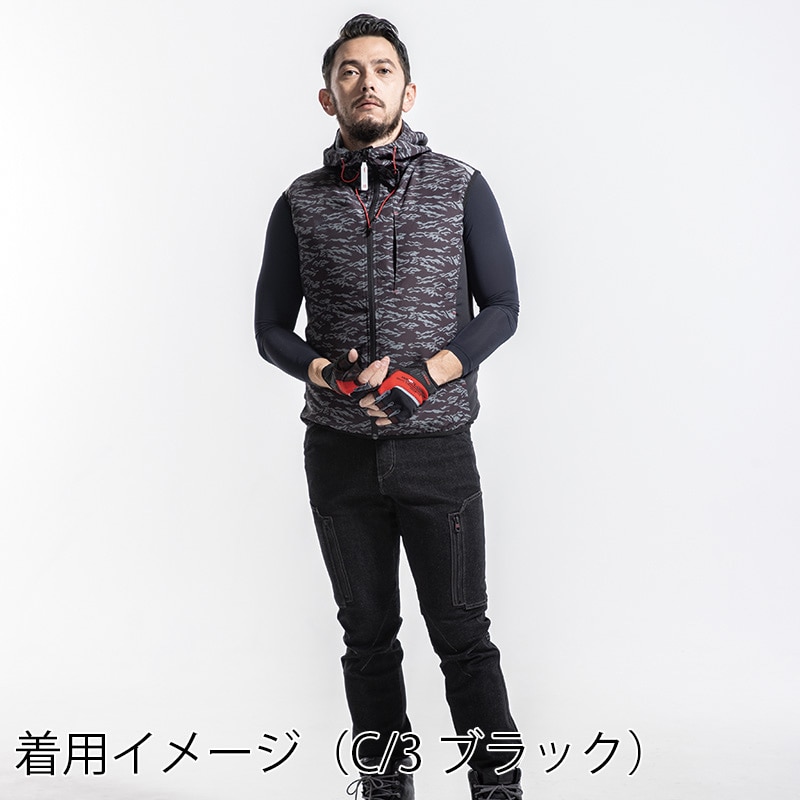 MHAK 空調風神服 フード付きベスト ブラック 5L 00100 1枚(ご注文単位1枚)【直送品】