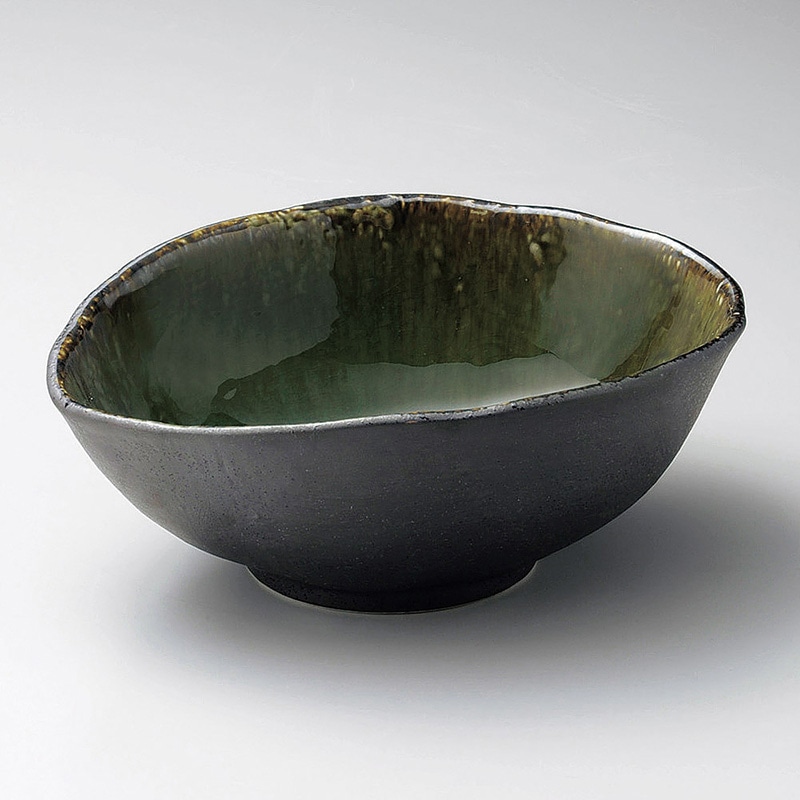 山万 02105-130 いぶし織部変形大鉢  1個（ご注文単位1個）【直送品】