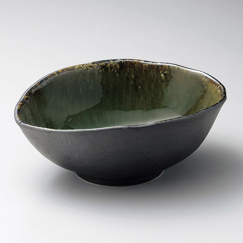 山万 02309-130 いぶし織部変形中鉢  1個（ご注文単位1個）【直送品】