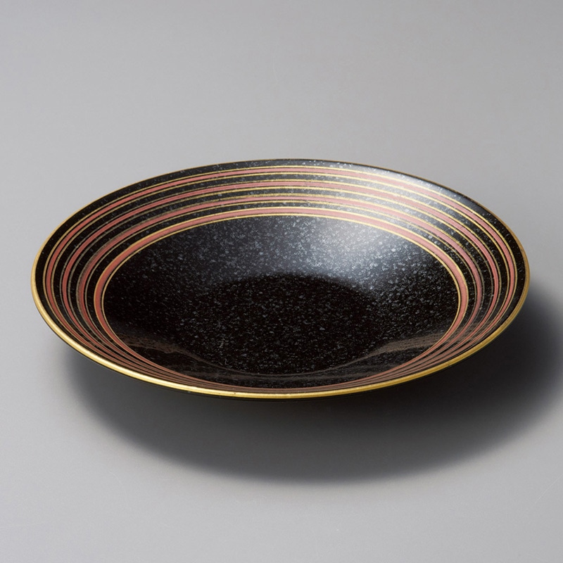 山万 02702-450 黒御影朱金筋7寸鉢  1個（ご注文単位1個）【直送品】