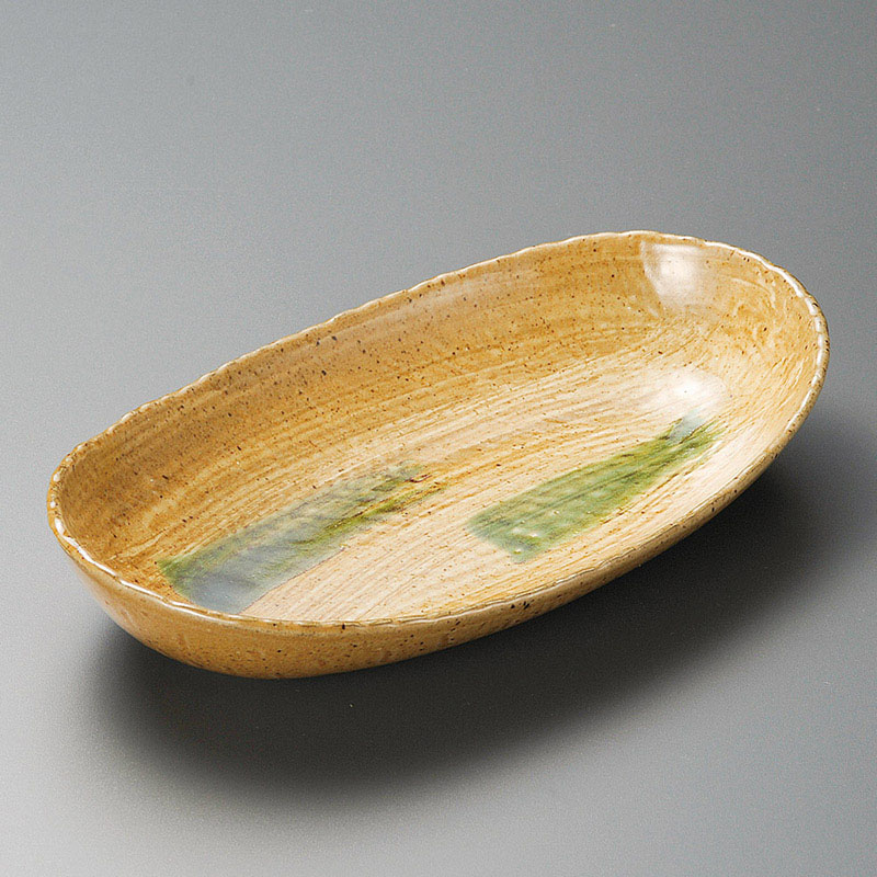 山万 03506-310 黄瀬戸オリベだ円多用鉢  1個（ご注文単位1個）【直送品】