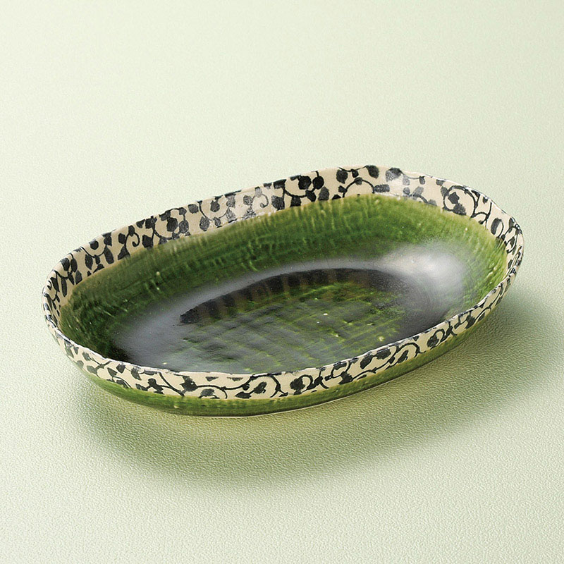 山万 03603-510 唐草織部楕円盛鉢  1個（ご注文単位1個）【直送品】
