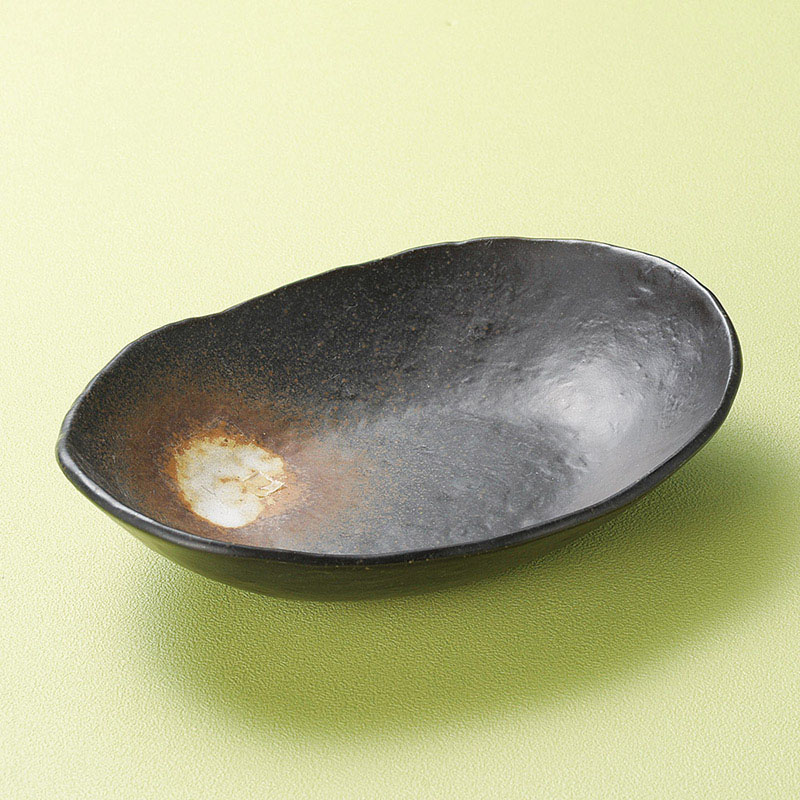 山万 03707-570 おぼろ備前小判鉢(中)  1個（ご注文単位1個）【直送品】