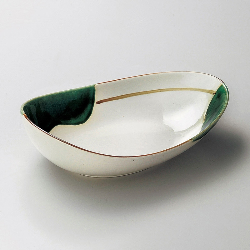 山万 04410-550 織部流し変型サラダボール 1個(ご注文単位1個)【直送品】