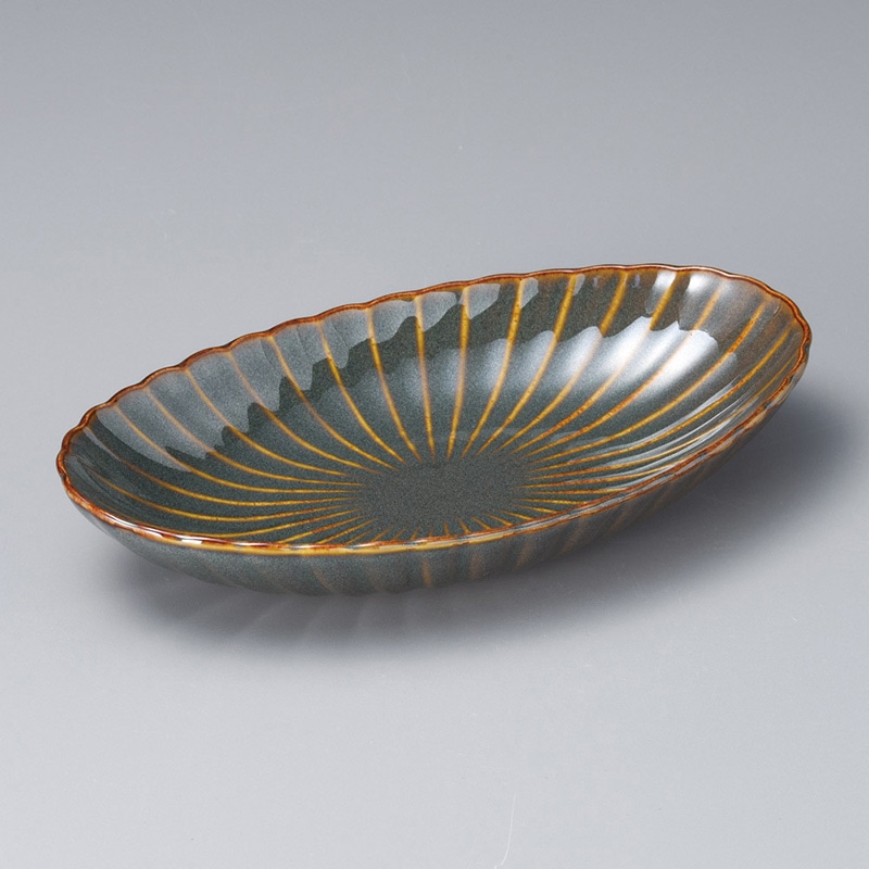 山万 04408-020 かすみ 山藍楕円皿 大 1個(ご注文単位1個)【直送品】