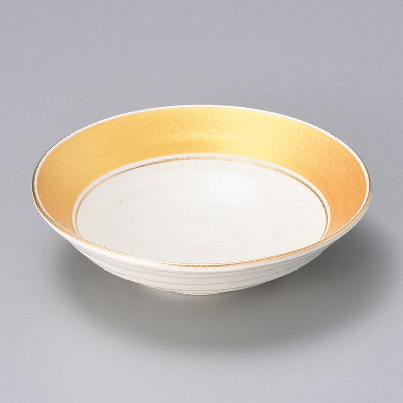 山万 06316-450 白マット金溶彩6寸鉢  1個（ご注文単位1個）【直送品】
