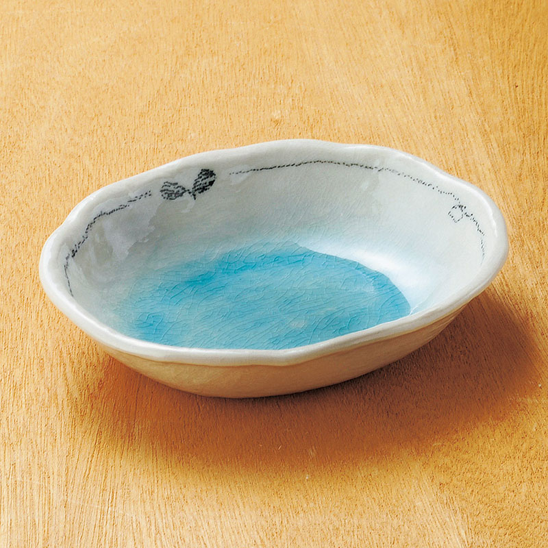 山万 06222-170 クレヨンブルー楕円鉢  1個（ご注文単位1個）【直送品】