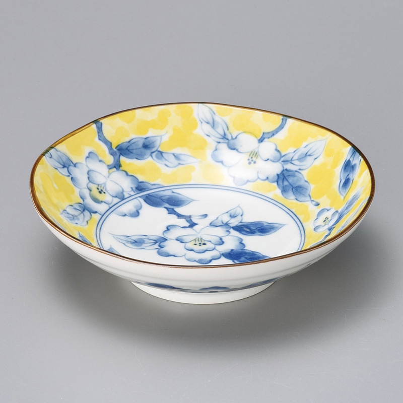 山万 07119-310 黄彩花紋六兵5.5浅鉢  1個（ご注文単位1個）【直送品】