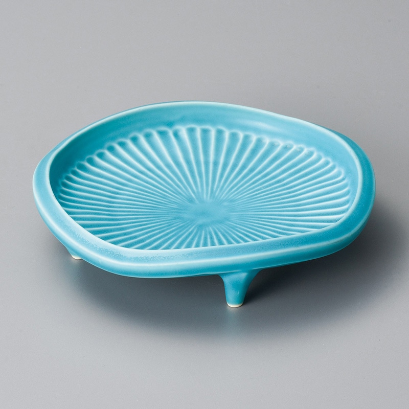 山万 06005-130 トルコBLマット四ッ足菊彫向付 1個（ご注文単位1個）【直送品】