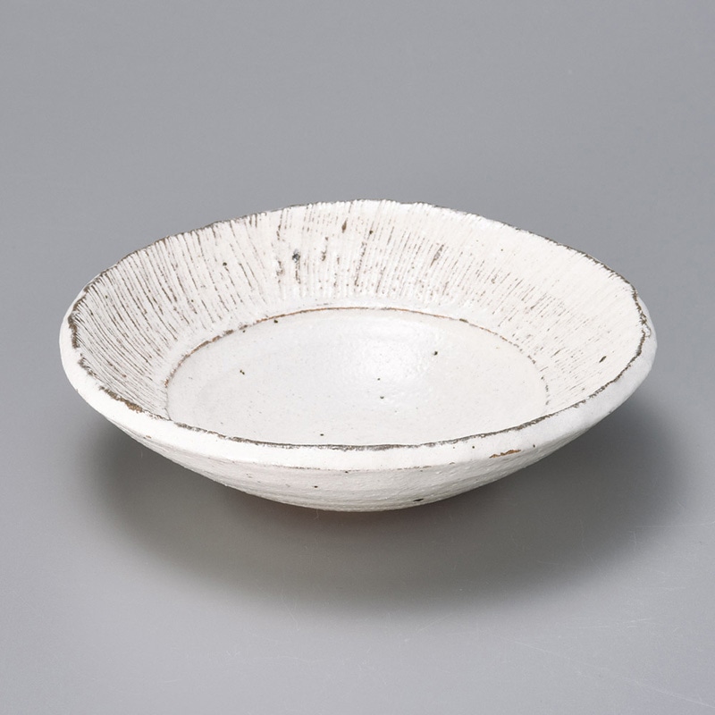 山万 06111-510 粉引くし目55平鉢  1個（ご注文単位1個）【直送品】