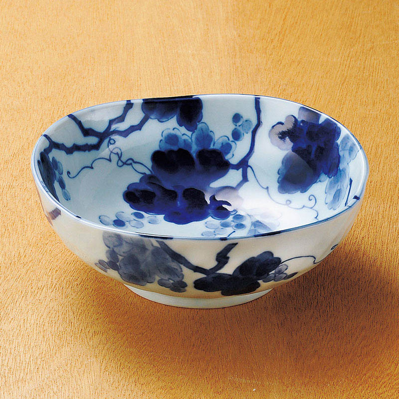 山万 06724-170 藍染ぶどう三角5.5鉢 1個(ご注文単位1個)【直送品】