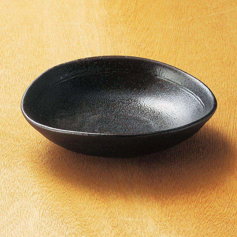 山万 07317-130 黒渋楕円平鉢  1個（ご注文単位1個）【直送品】