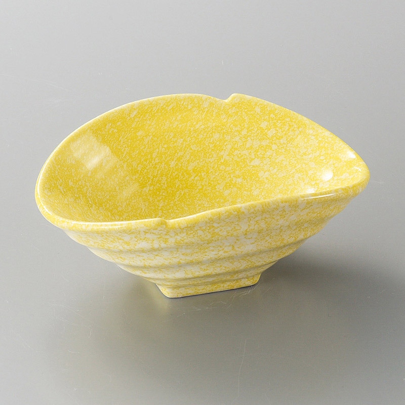 山万 07909-190 黄釉白吹変形小鉢  1個（ご注文単位1個）【直送品】