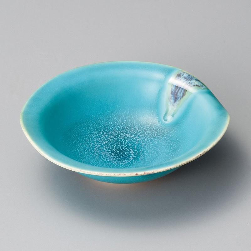 山万 07817-570 トルコブルー渕押し向付  1個（ご注文単位1個）【直送品】
