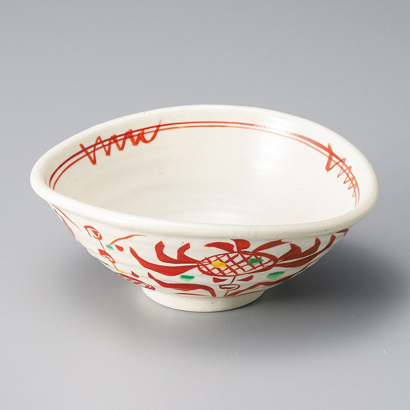 山万 08225-100 粉引赤絵たわみ小鉢  1個（ご注文単位1個）【直送品】