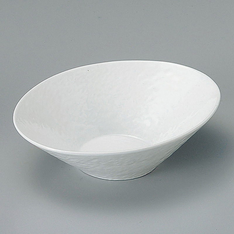 山万 08222-430 白磁石目型5.3寸楕円鉢  1個（ご注文単位1個）【直送品】