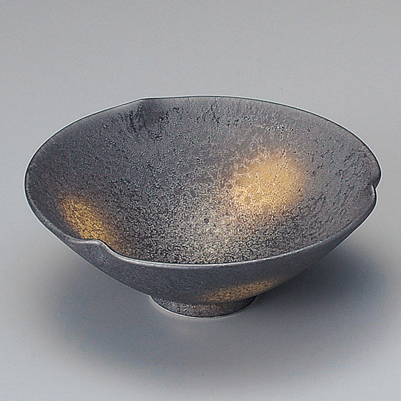 山万 08401-730 黒ゆず結晶金彩三方なぶり小鉢 1個(ご注文単位1個)【直送品】