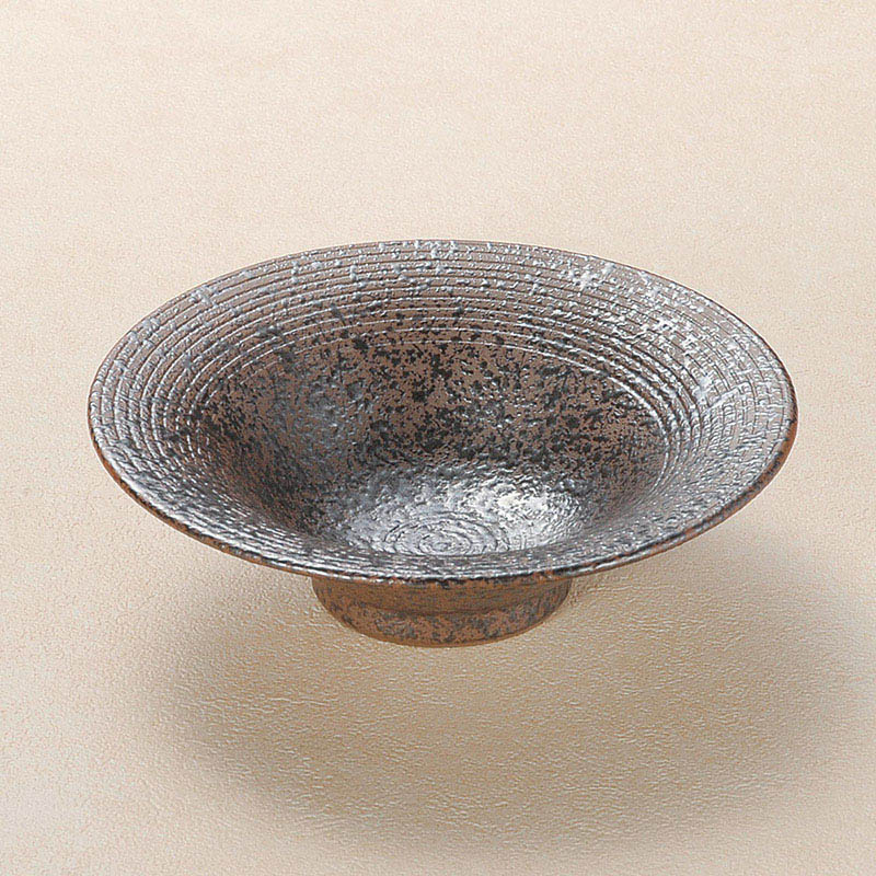 山万 08307-550 黒釉花反刺身鉢 1個(ご注文単位1個)【直送品】