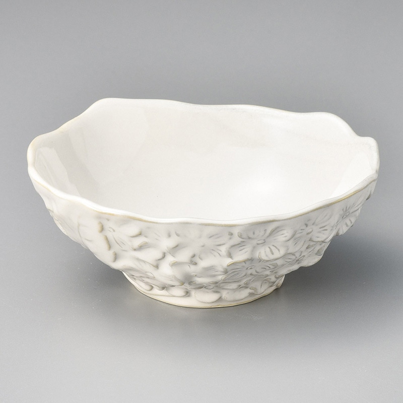 山万 08505-450 ホワイト花 平小鉢 1個(ご注文単位1個)【直送品】