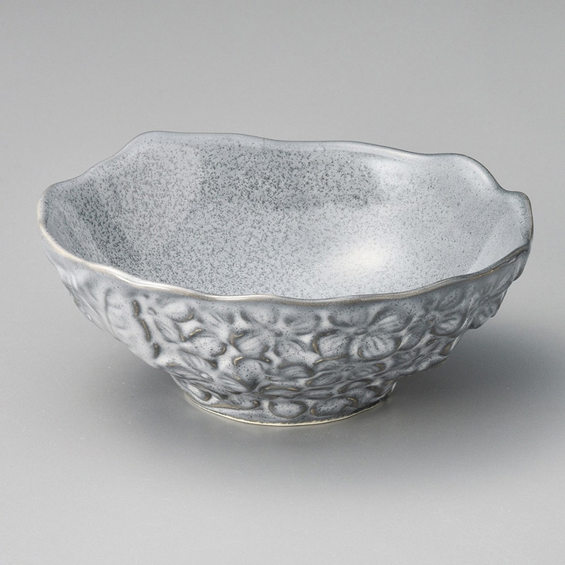 山万 08504-450 グレー花 平小鉢 1個(ご注文単位1個)【直送品】