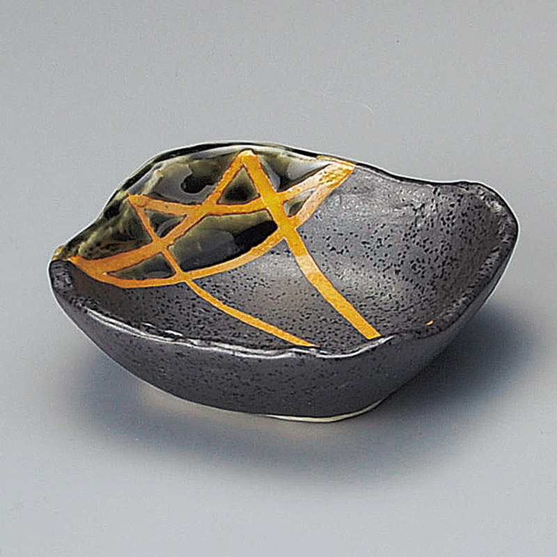山万 10414-330 織部黄星3寸角鉢 1個(ご注文単位1個)【直送品】