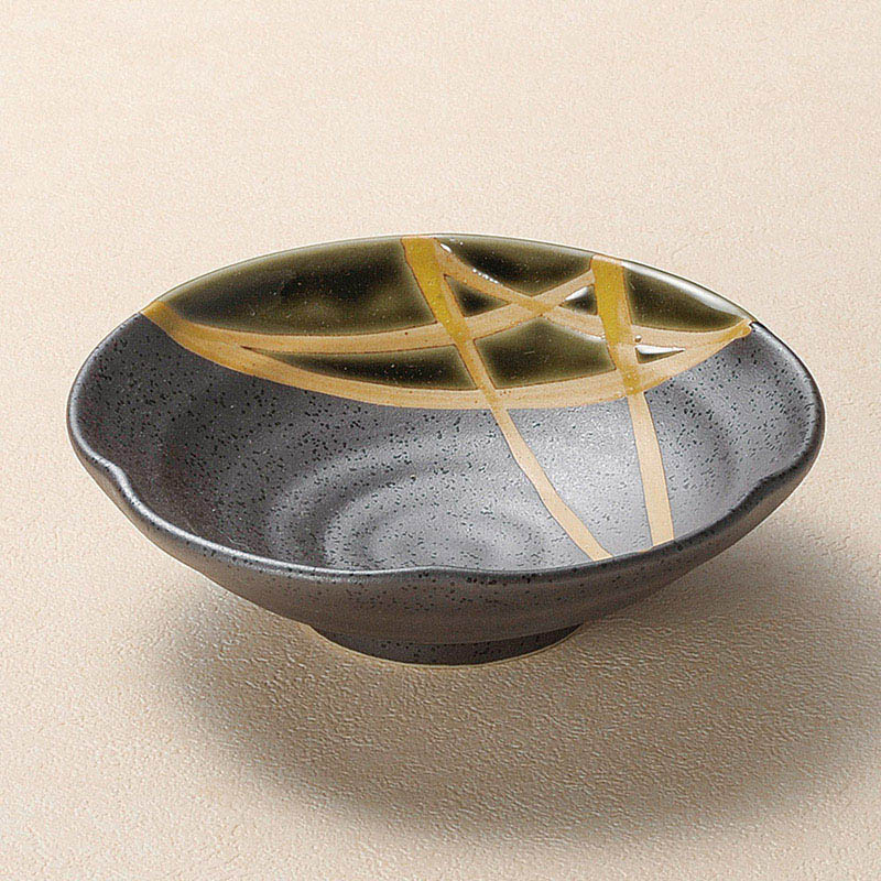 山万 08813-330 織部黄星平小鉢  1個（ご注文単位1個）【直送品】