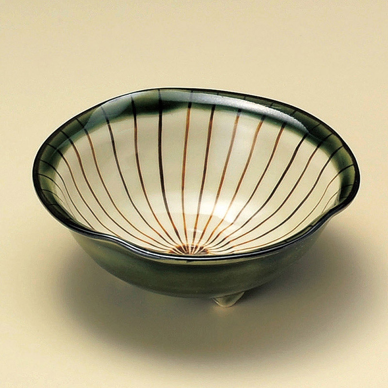 山万 09524-570 織部内筋三ツ足小鉢 1個(ご注文単位1個)【直送品】