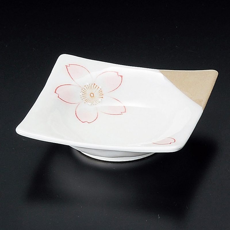 山万 09601-400 粉引桜角鉢  1個（ご注文単位1個）【直送品】