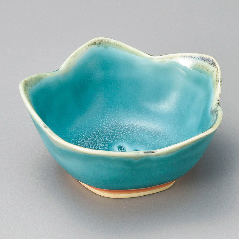 山万 09825-570 トルコブルー花型小鉢  1個（ご注文単位1個）【直送品】
