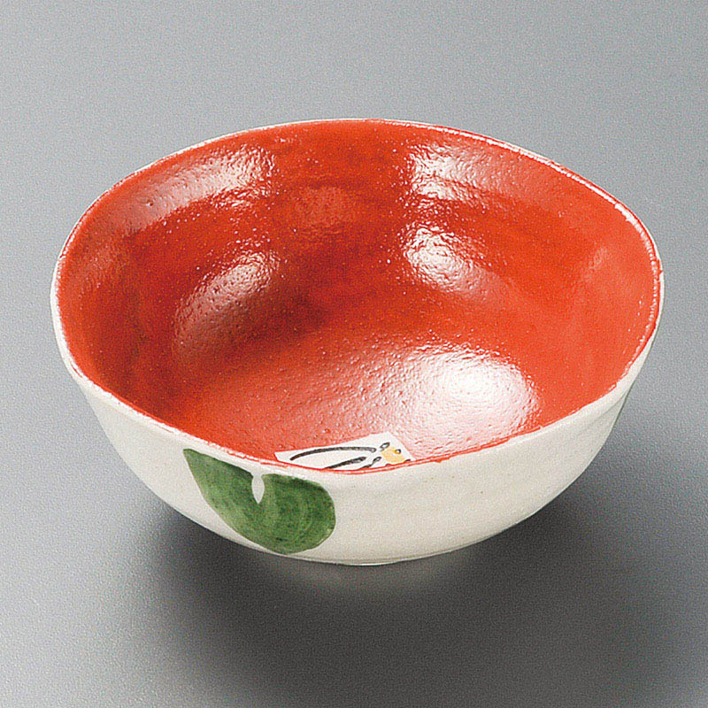 山万 10315-570 赤絵椿六角小鉢 1個(ご注文単位1個)【直送品】