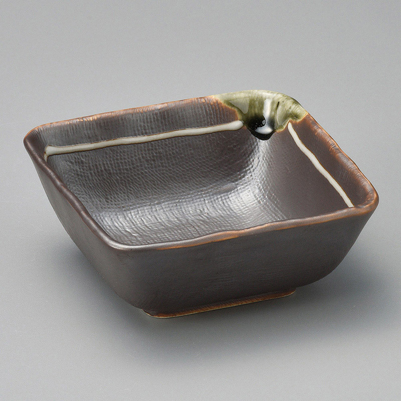 山万 10411-510 鉄釉白ライン36角小鉢 1個(ご注文単位1個)【直送品】