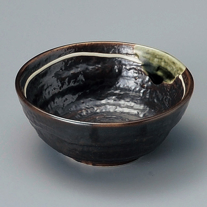 山万 10511-570 黒釉白ライン玉割 1個(ご注文単位1個)【直送品】