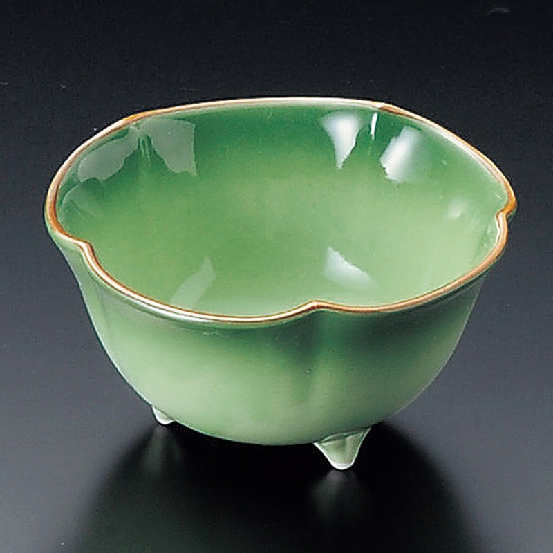 山万 10307-550 緑彩三ッ足小鉢 1個(ご注文単位1個)【直送品】