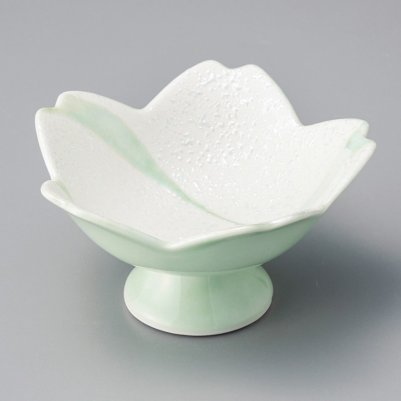 山万 10820-730 流水ラスター桜型高台鉢 緑 1個（ご注文単位1個）【直送品】