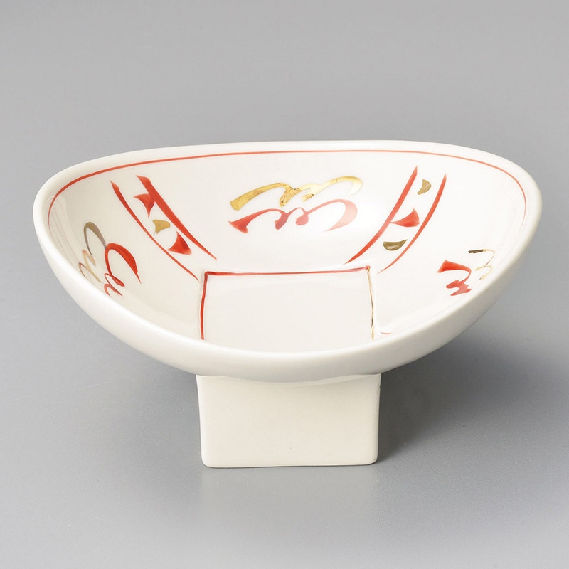 山万 10903-470 朱金赤絵楕円高台小鉢  1個（ご注文単位1個）【直送品】