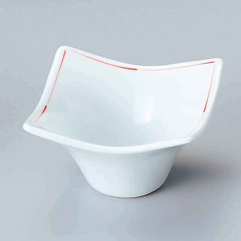 山万 11301-580 赤ライン四方小鉢(大)  1個（ご注文単位1個）【直送品】