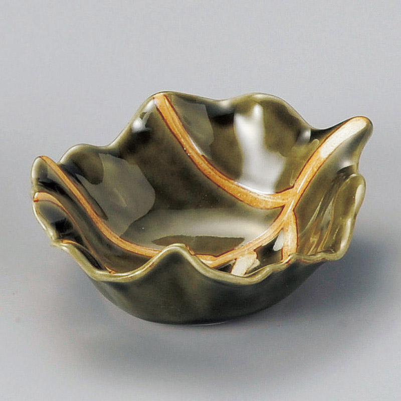 山万 11509-430 織部葉型小付 1個(ご注文単位1個)【直送品】